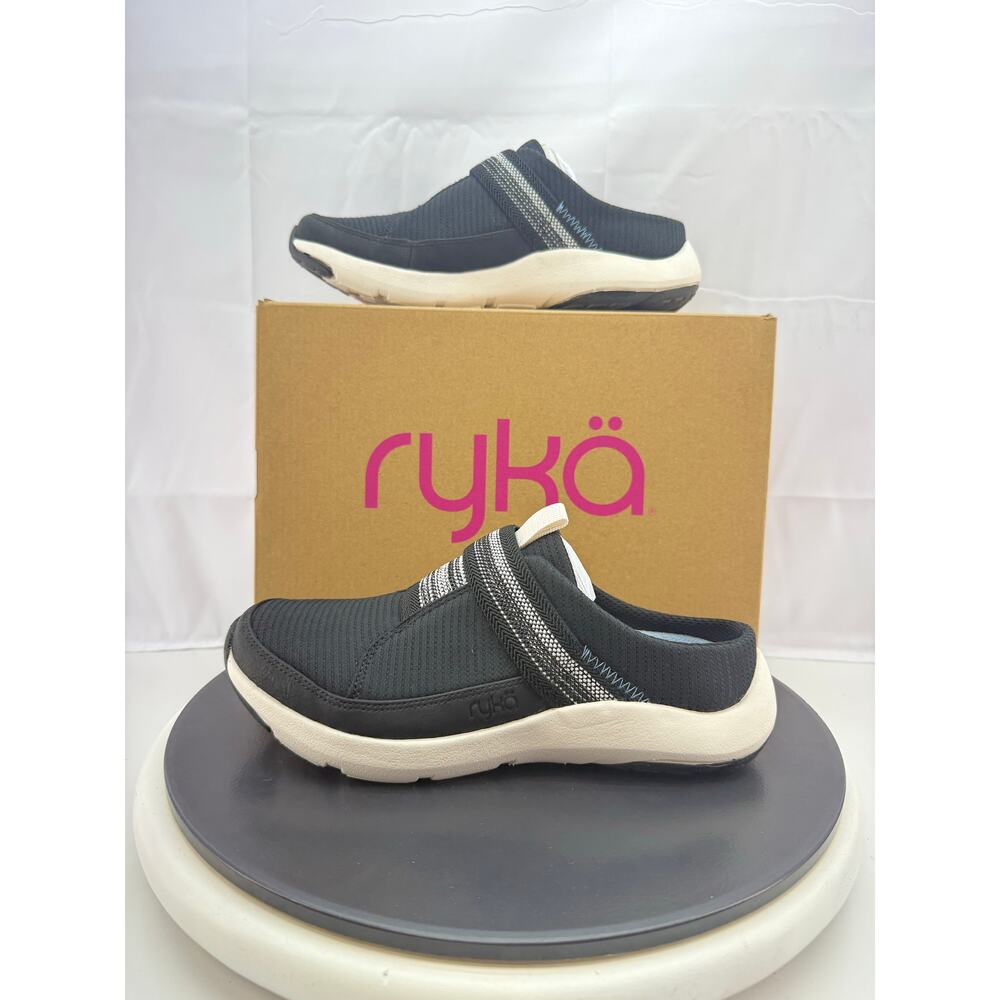 RYKA Engage Mule Black Knit Fabric Womens Size 6M Slip On Casual Comfort Shoes